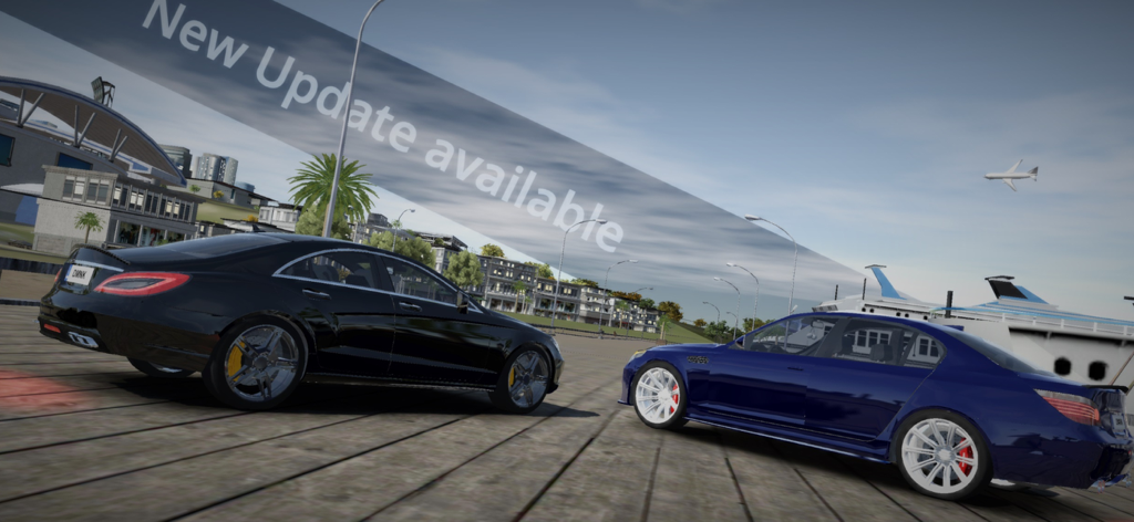 European Luxury Cars - Two customized luxury cars parked in a coastal city environment