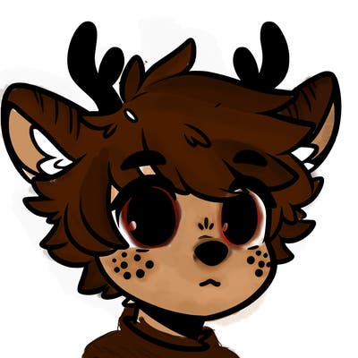 a humanoid deer with soft fluffy ears