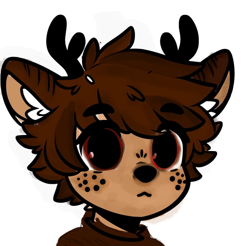 a humanoid deer with soft fluffy ears