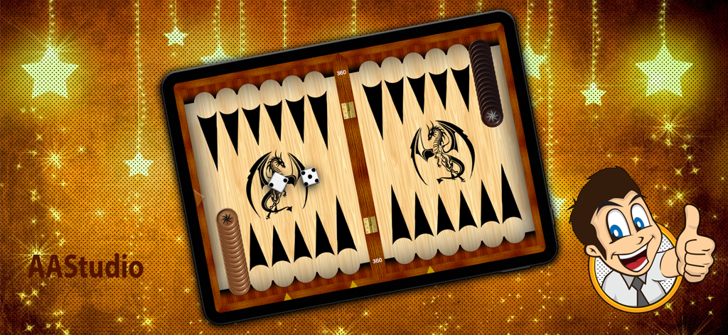 Long Narde — Backgammon Online - Digital Long Narde backgammon game on a tablet featuring a wooden board and dice