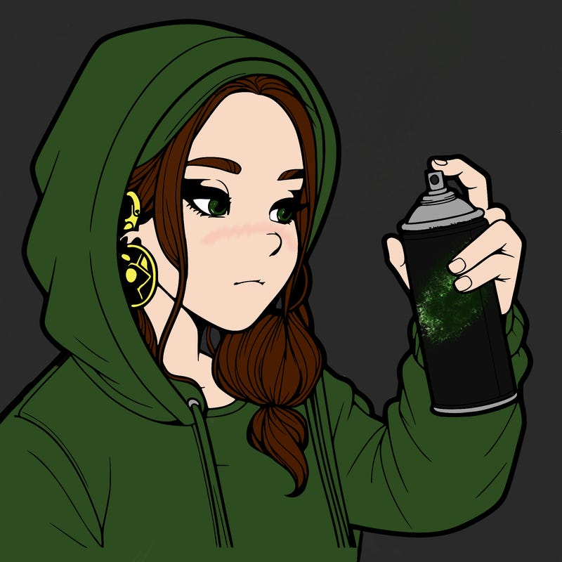 a realistic girl, spray painting