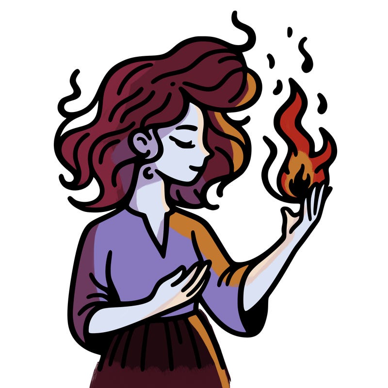 woman with fire