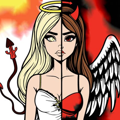 devil vs angel realistic girl