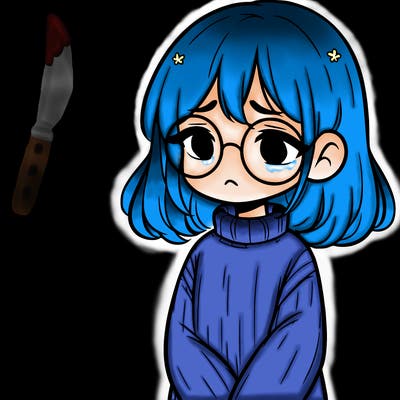 sad girl with glasses in a sweater