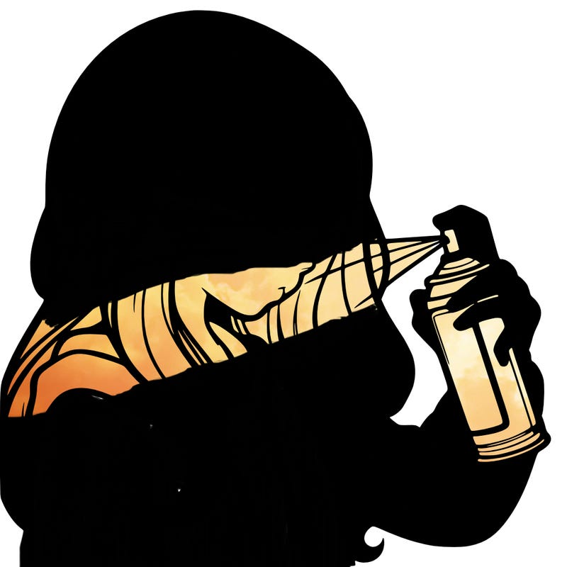 a realistic girl spray painting