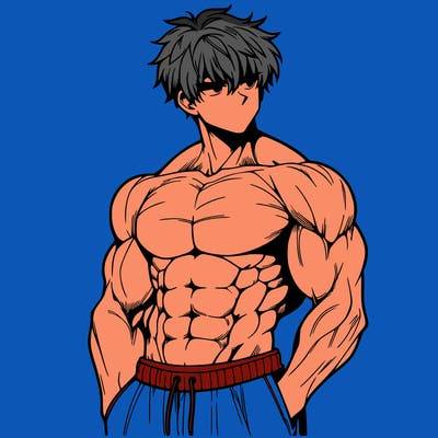 muscular anime boy