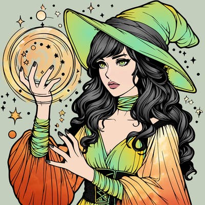 realistic women sorcerer using magic