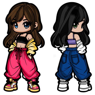 girl in crop top and baggy pants