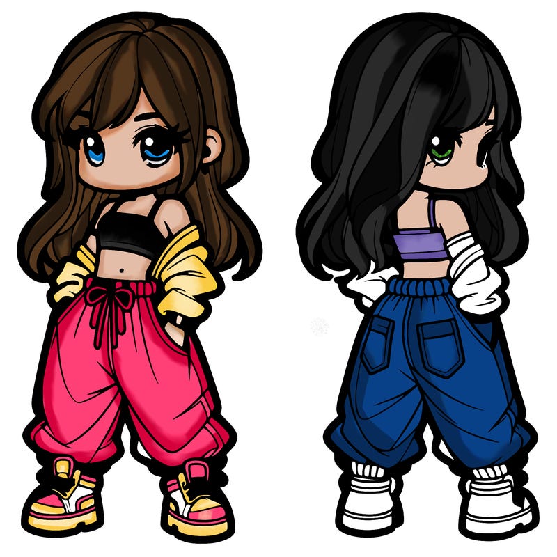 girl in crop top and baggy pants