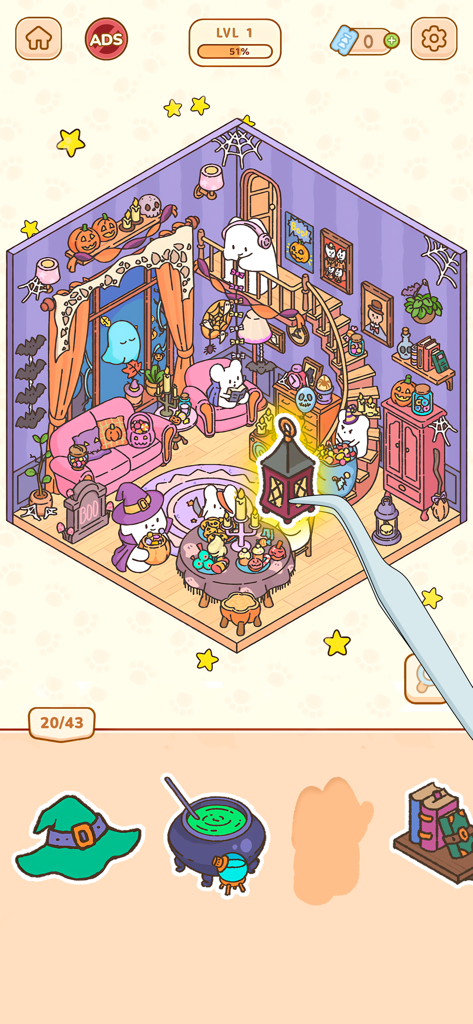 My Sticker Room - Decor Game - Gameplay de décoration de chambre d'Halloween kawaii dans l'application My Sticker Room