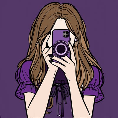 a realistic girl holding her phone taking pictures