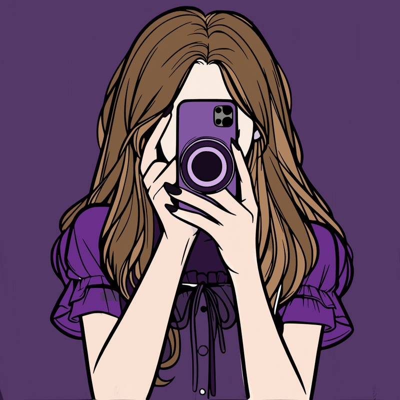 a realistic girl holding her phone taking pictures