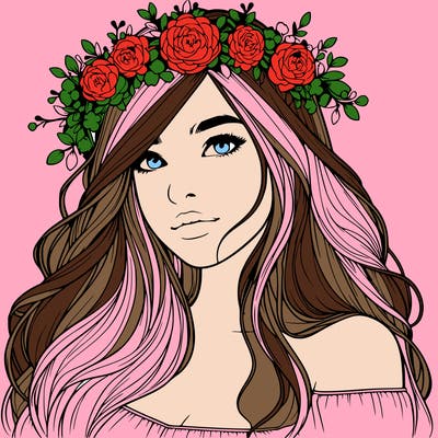 realistic girl with flower crown