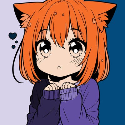 shy anime catgirl
