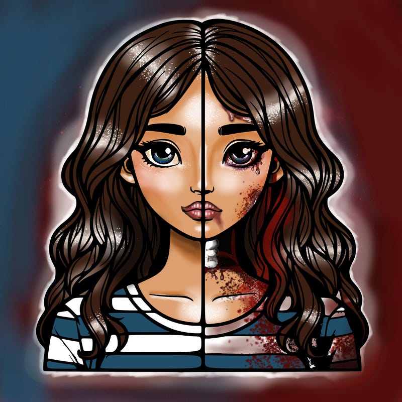 realistic girl split 2 side