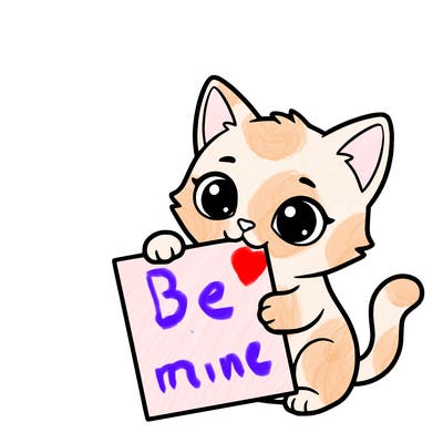 a small cat with a blank sheet of paper in its hand. the cat is sooooooo cute!