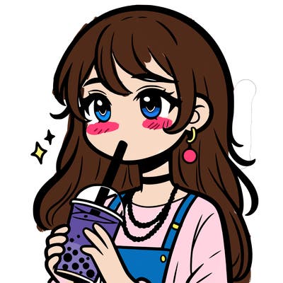 teenage girl drinking boba