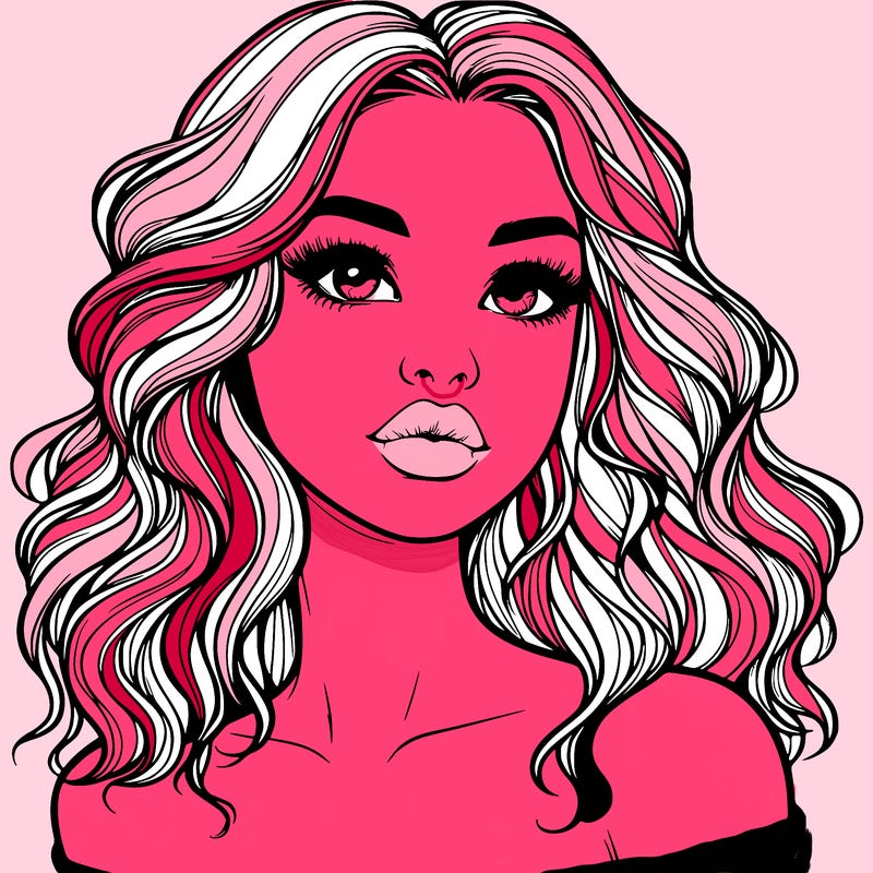 realistic girl with wavy hair and lips