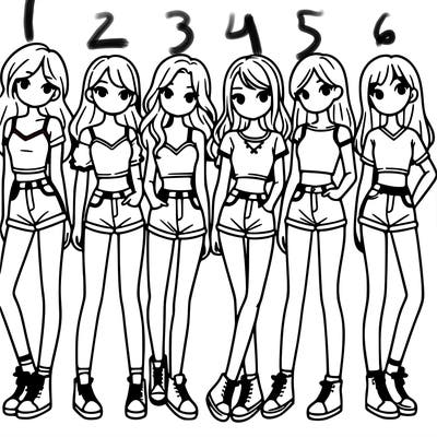 a group of girls wearing crop tops and shorts