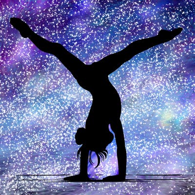 realistic gymnastic hand stand girl in four splits