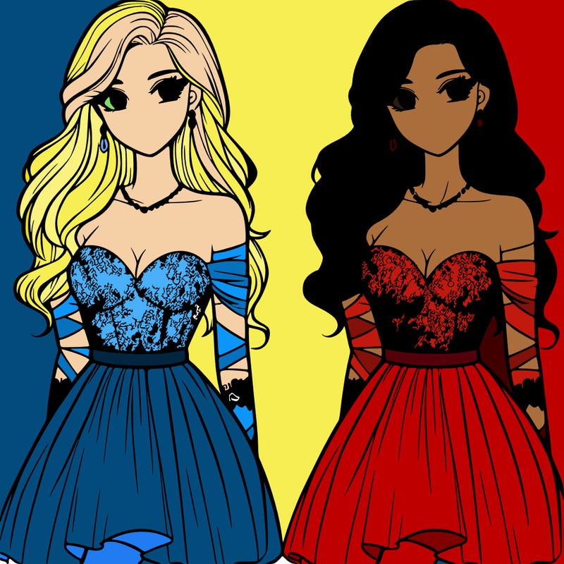 women in a beautiful top and formal skirt with her hair down