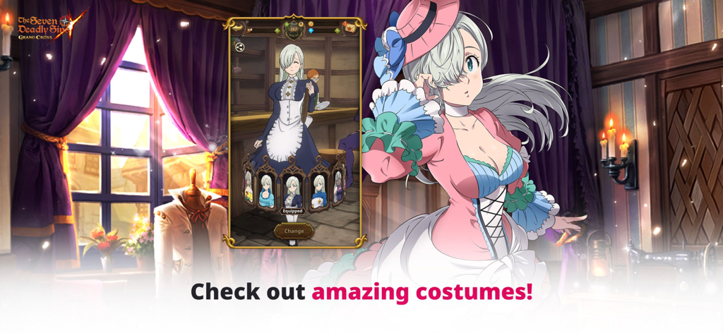 The Seven Deadly Sins - Personalización de atuendo del personaje Elizabeth en The Seven Deadly Sins Grand Cross