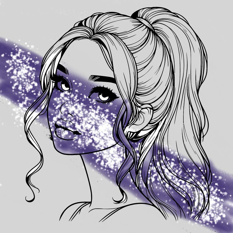 realistic girl with a ponytail on her hair and lips