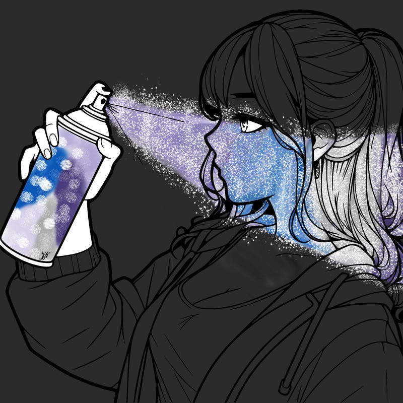 a realistic girl spray, painting