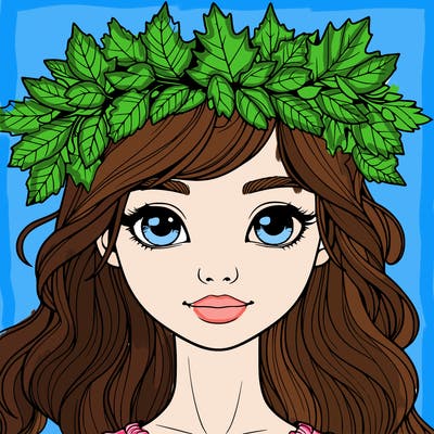 realistic girl with fall leaf crown