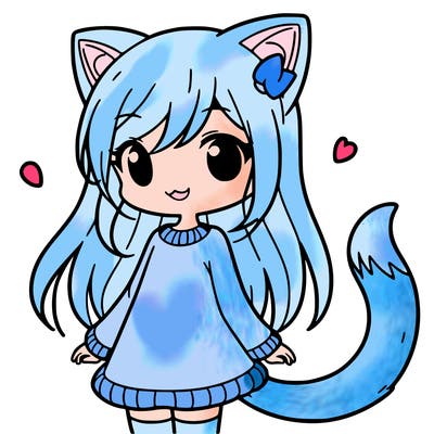 girl with cat ears and tail