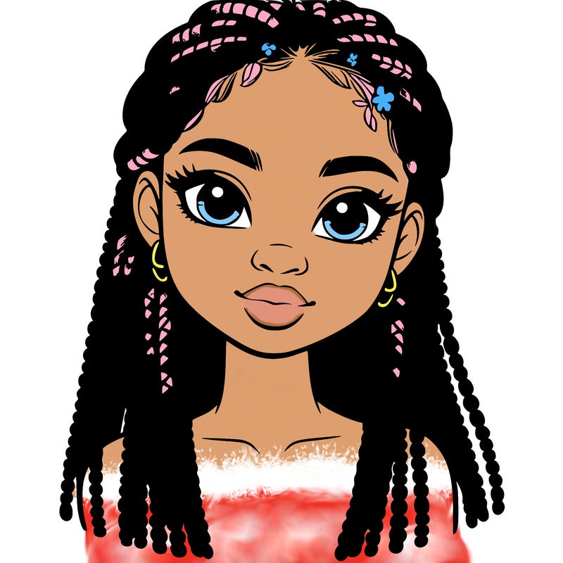 a realistic black girl with braids