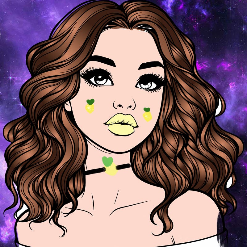 realistic girl with wavy hair and lips