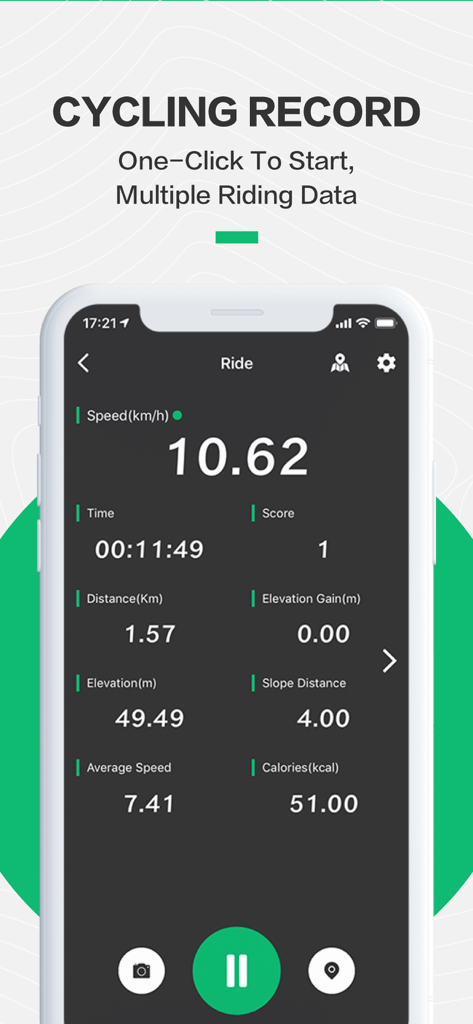 BlackbirdSport - BlackbirdSport mobile app showing cycling record data with speed distance and calories