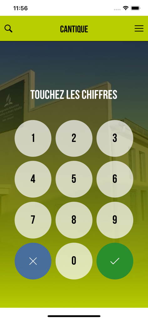 Fihirana Advantista - A numeric keypad interface in the Fihirana Advantista app for selecting a specific hymn number.