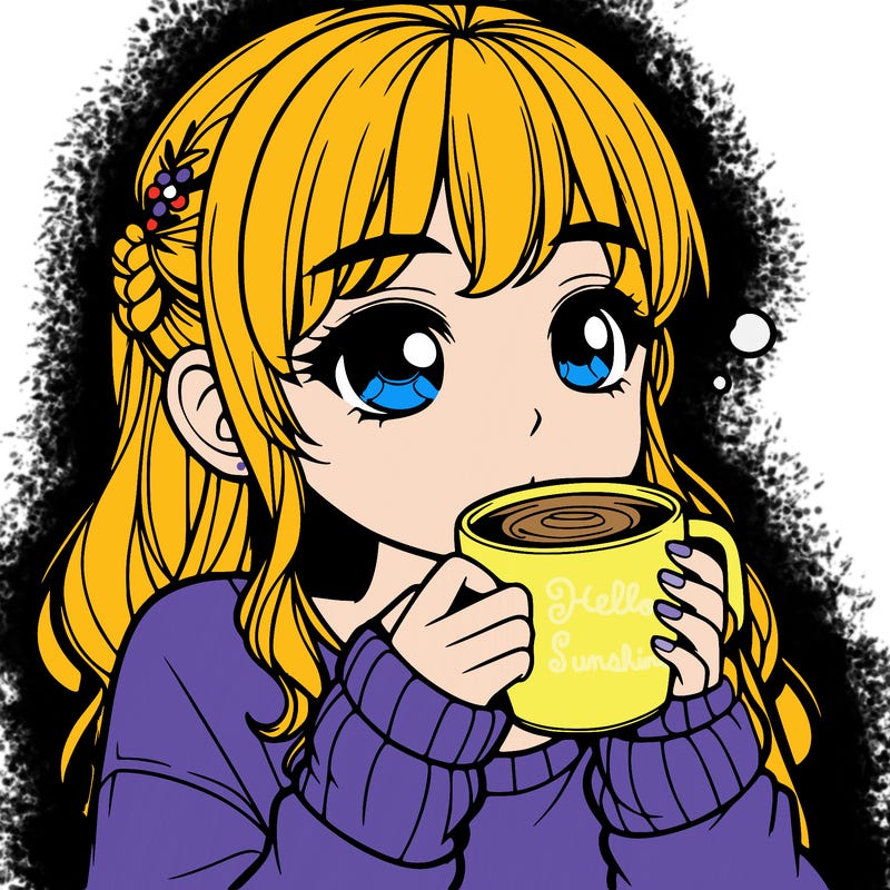 realistic girl drinking coffee