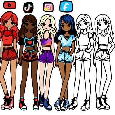 a group of girls wearing crop tops and shorts