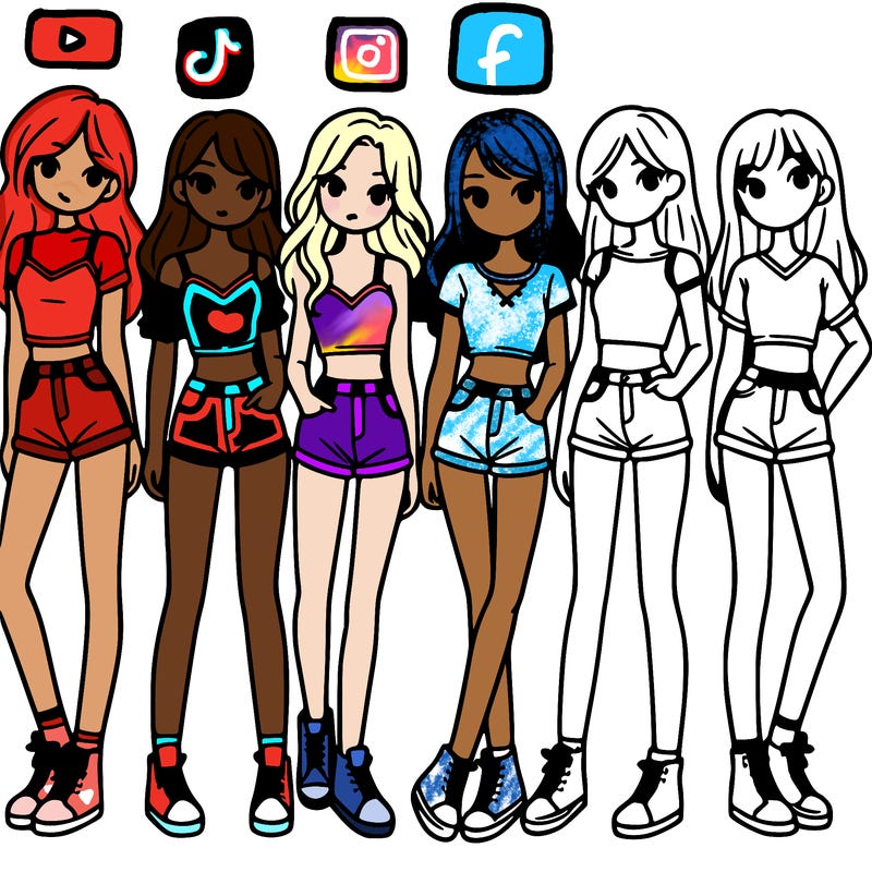 a group of girls wearing crop tops and shorts