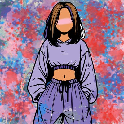 realistic girl faceless with baggy pants and a crop top