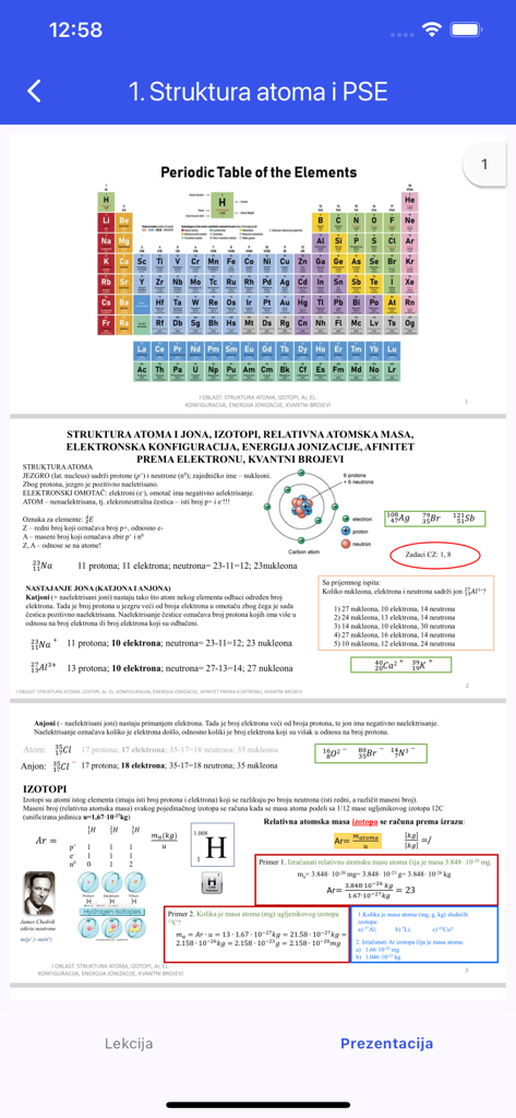 Sa Hemijom Na Ti - A Serbian language educational presentation about chemistry and atomic structure