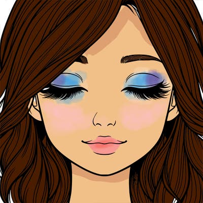 realistic girl with eyes closed