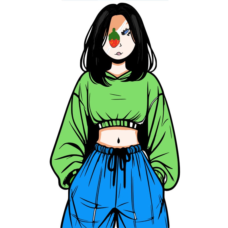 realistic girl faceless with baggy pants and a crop top