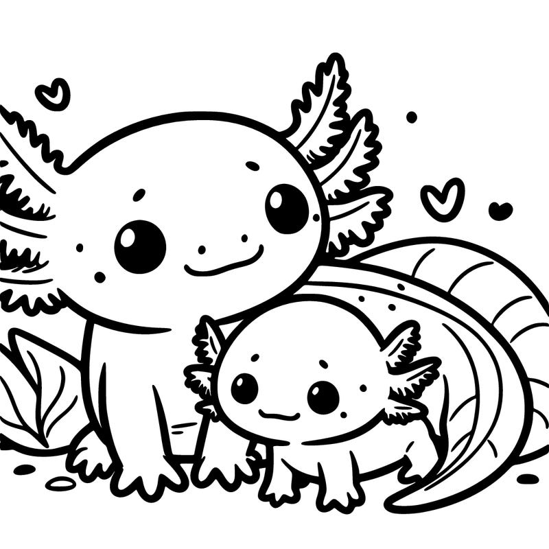 axolotl baby with her mom