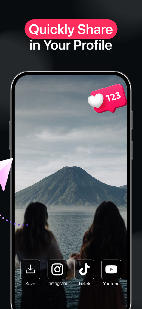 Reelsy Reel Maker IG Templates - Interface of the Reelsy app showing icons to share video content directly to Instagram TikTok and YouTube