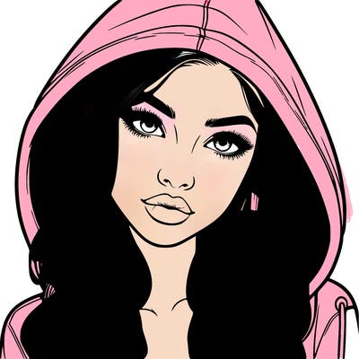realistic beautiful girl with a hood on