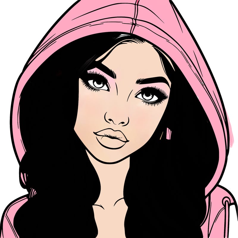 realistic beautiful girl with a hood on