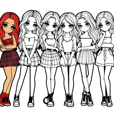 a group of girls realistic