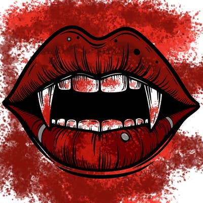 lips with vampire teeth