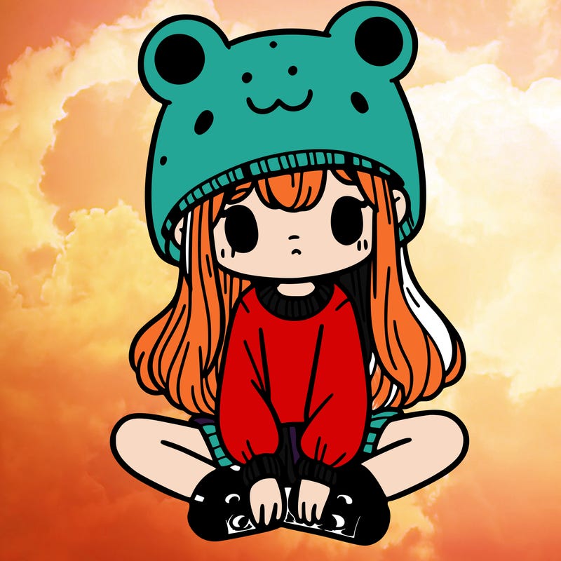 a girl wearing a frog hat and some frog socks