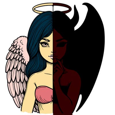 realistic angel half demon