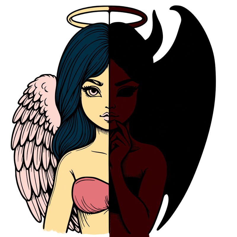 realistic angel half demon